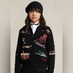 Ralph Lauren kids zip fleece lined wool sweater